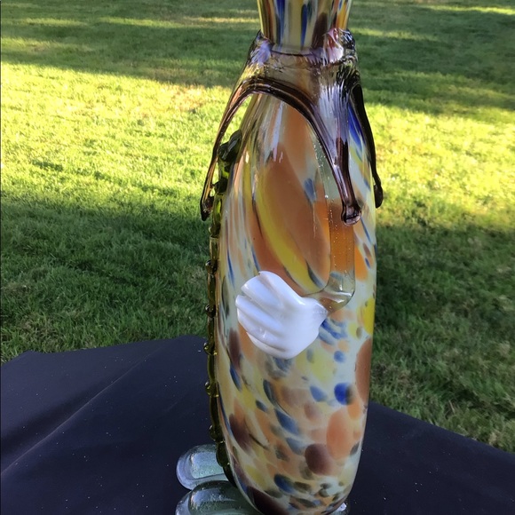 Vintage 12in Hand Blown Glass ornate Clown Vase - Picture 5 of 9